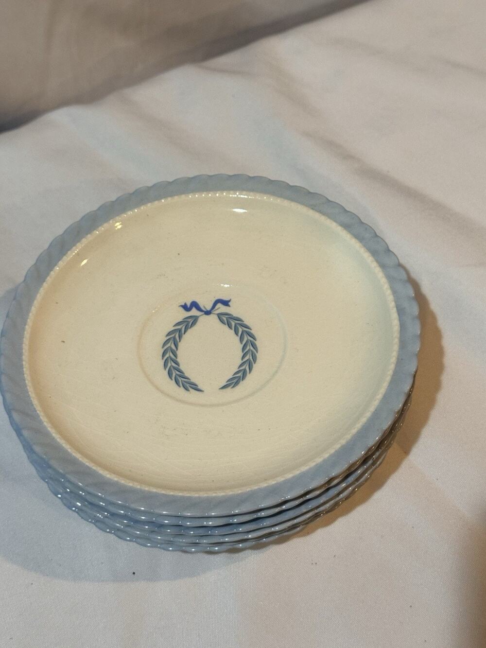 Set of 6 Monticello Steubenville Blue Laurel Wreath Salad Dessert Plates 7” USA